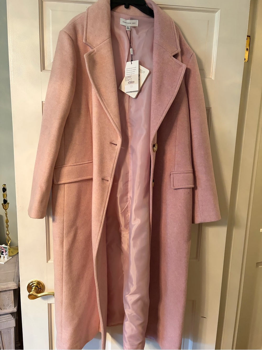 Something Navy two tone pink  Wool Blend Long Coat